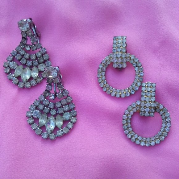 Elegant Silver and Gold Crystal Earrings - Picture 1 of 6